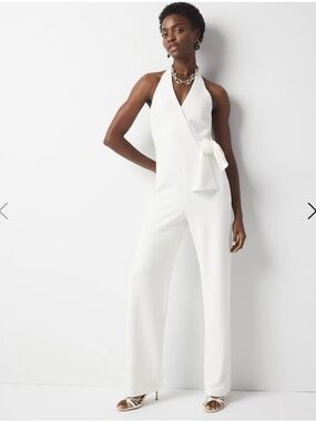 White House Black Market Tie Waist Halter Jumpsuit